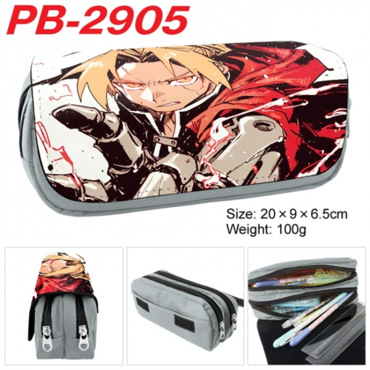 Fullmetal Alchemist Anime double-layer pu leather printing pencil case 20x9x6.5cm