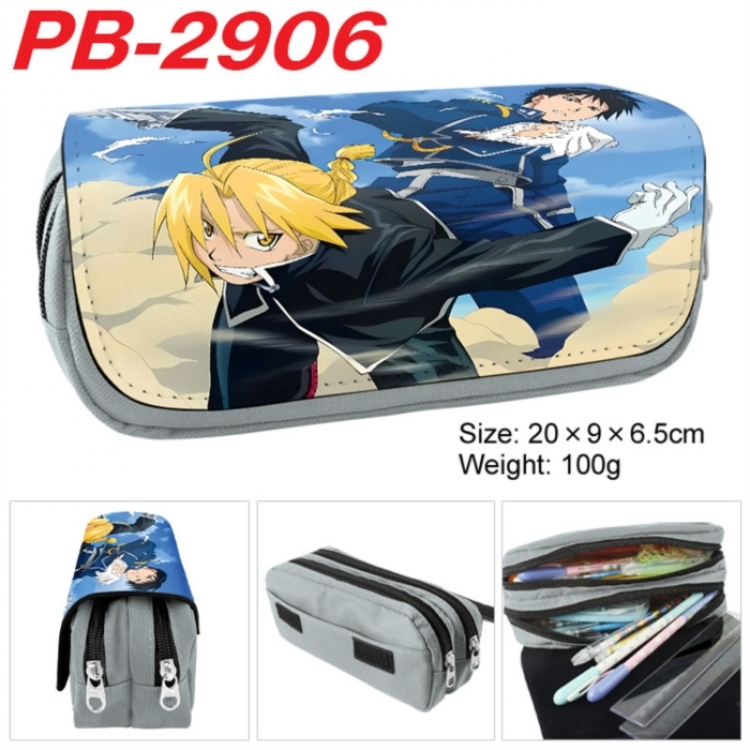 Fullmetal Alchemist Anime double-layer pu leather printing pencil case 20x9x6.5cm