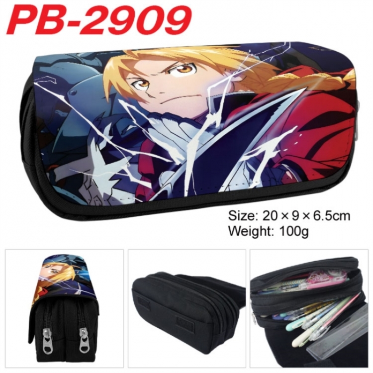 Fullmetal Alchemist Anime double-layer pu leather printing pencil case 20x9x6.5cm