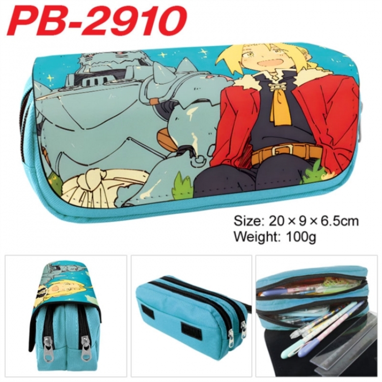 Fullmetal Alchemist Anime double-layer pu leather printing pencil case 20x9x6.5cm