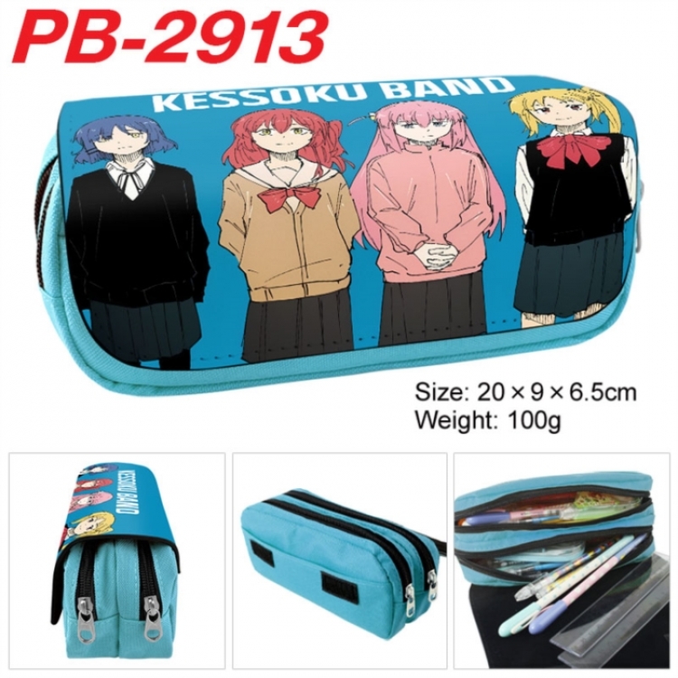 BOCCHI THE ROCK! Anime double-layer pu leather printing pencil case 20x9x6.5cm