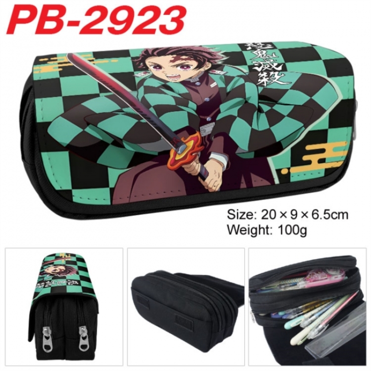 Demon Slayer Kimets Anime double-layer pu leather printing pencil case 20x9x6.5cm