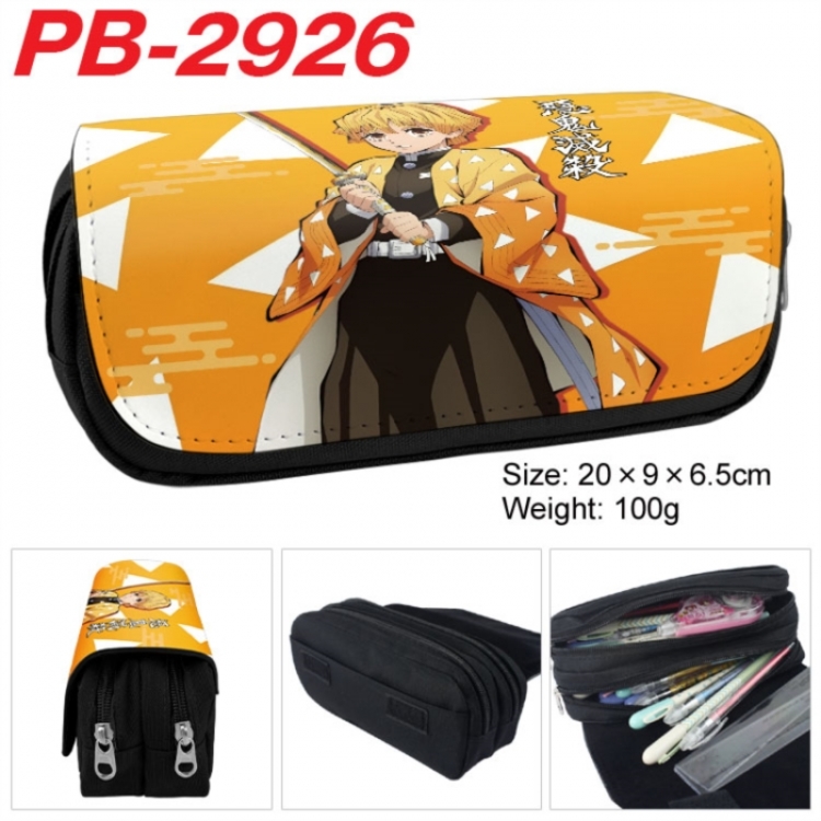 Demon Slayer Kimets Anime double-layer pu leather printing pencil case 20x9x6.5cm