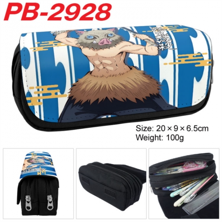 Demon Slayer Kimets Anime double-layer pu leather printing pencil case 20x9x6.5cm