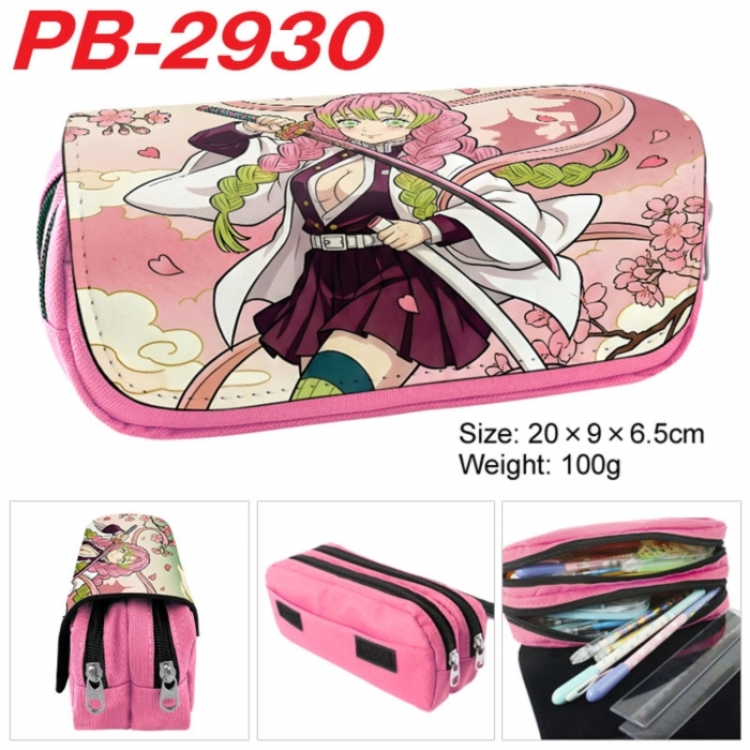 Demon Slayer Kimets Anime double-layer pu leather printing pencil case 20x9x6.5cm