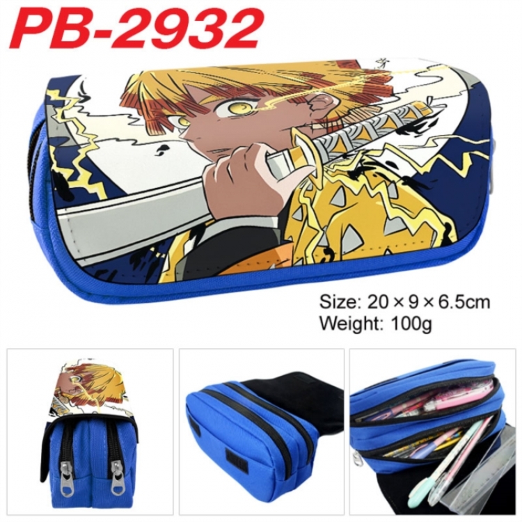Demon Slayer Kimets Anime double-layer pu leather printing pencil case 20x9x6.5cm
