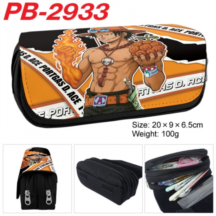 One Piece Anime double-layer pu leather printing pencil case 20x9x6.5cm