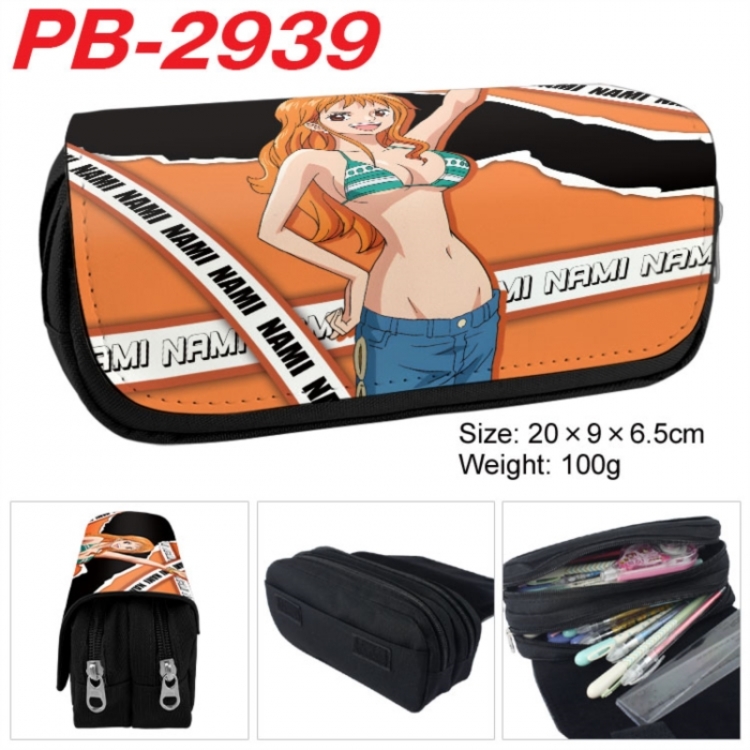 One Piece Anime double-layer pu leather printing pencil case 20x9x6.5cm