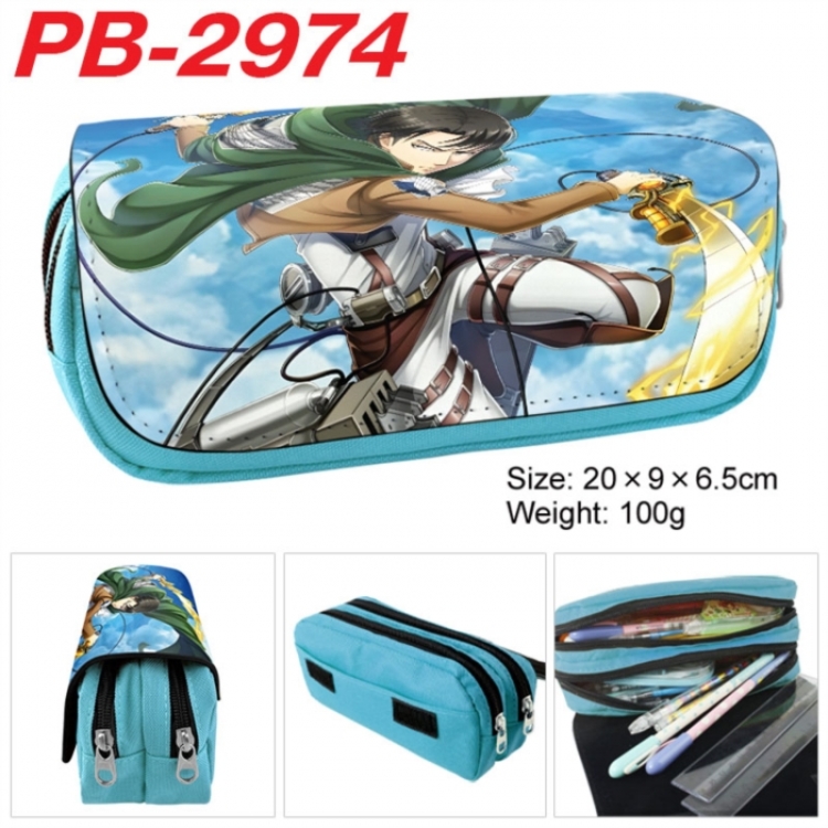 Shingeki no Kyojin Anime double-layer pu leather printing pencil case 20x9x6.5cm
