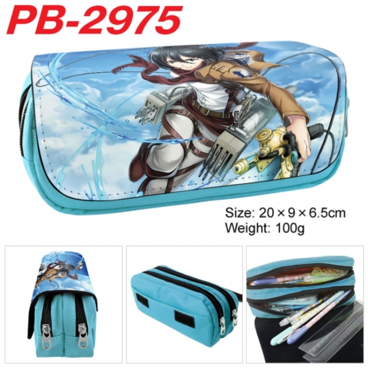 Shingeki no Kyojin Anime double-layer pu leather printing pencil case 20x9x6.5cm