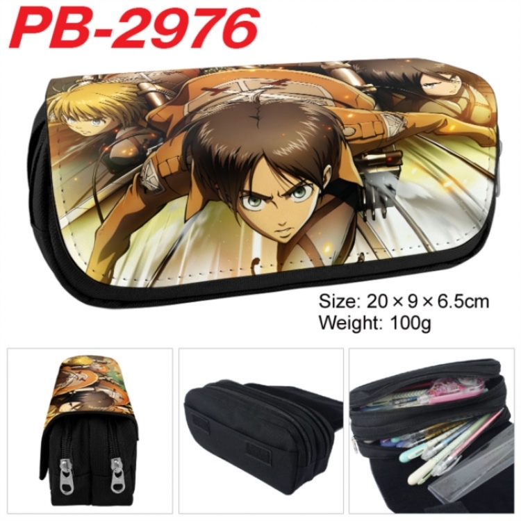 Shingeki no Kyojin Anime double-layer pu leather printing pencil case 20x9x6.5cm