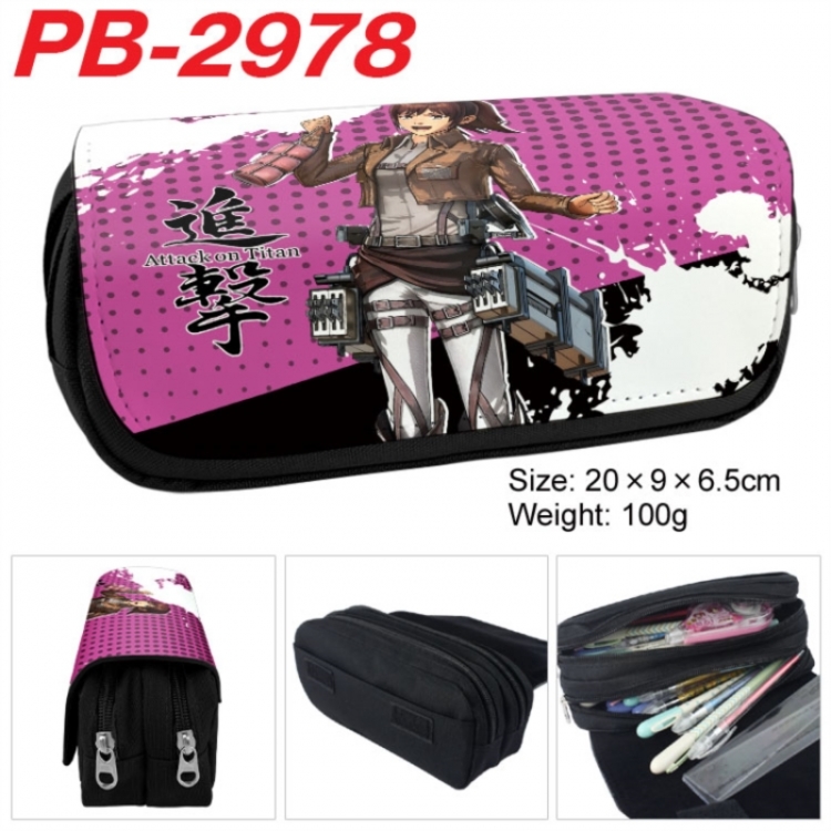 Shingeki no Kyojin Anime double-layer pu leather printing pencil case 20x9x6.5cm
