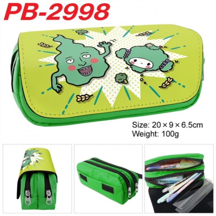 Mob Psycho 100 Anime double-layer pu leather printing pencil case 20x9x6.5cm