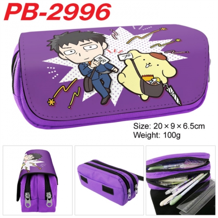 Mob Psycho 100 Anime double-layer pu leather printing pencil case 20x9x6.5cm