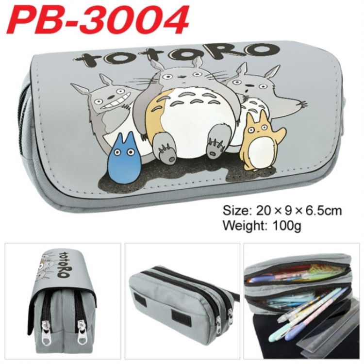TOTORO Anime double-layer pu leather printing pencil case 20x9x6.5cm