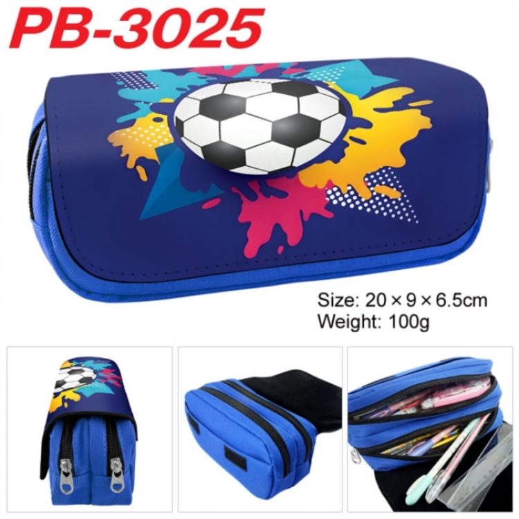 Football Anime double-layer pu leather printing pencil case 20x9x6.5cm