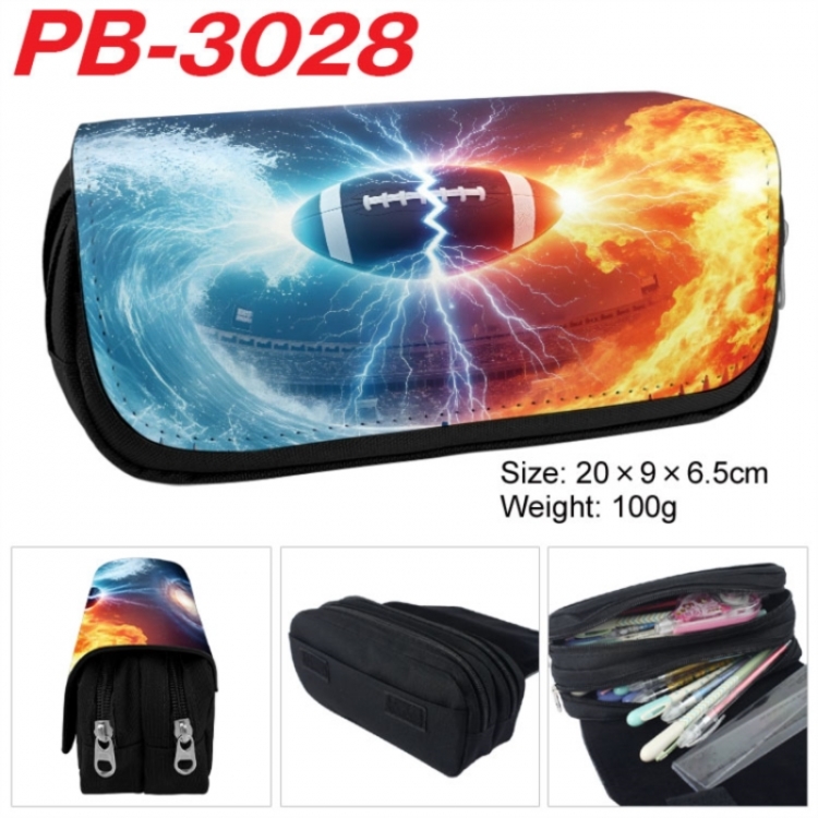 Football Anime double-layer pu leather printing pencil case 20x9x6.5cm