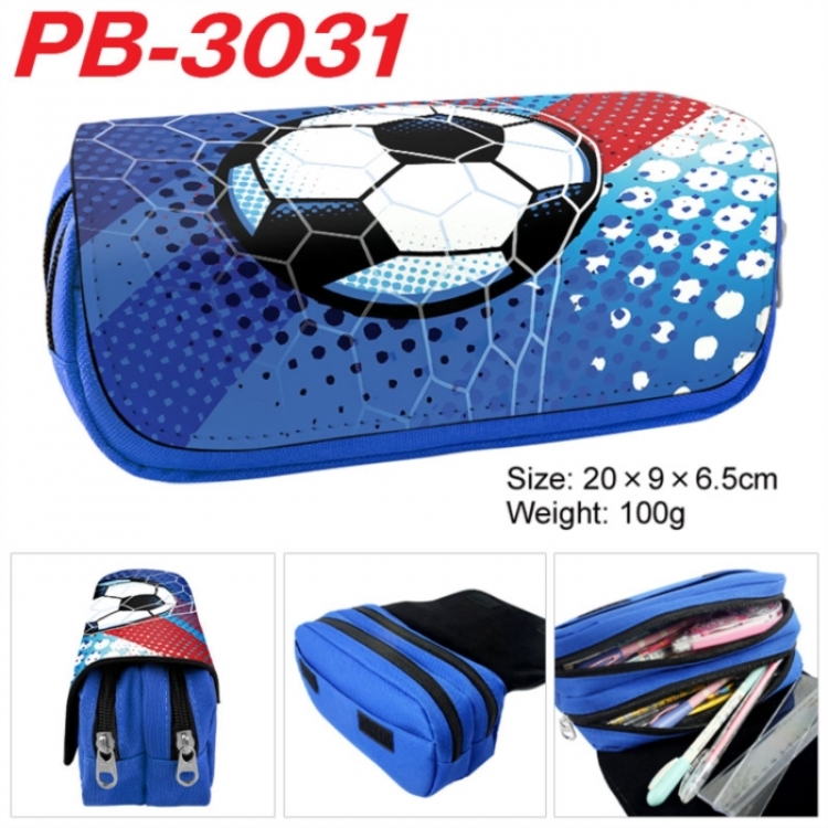 Football Anime double-layer pu leather printing pencil case 20x9x6.5cm