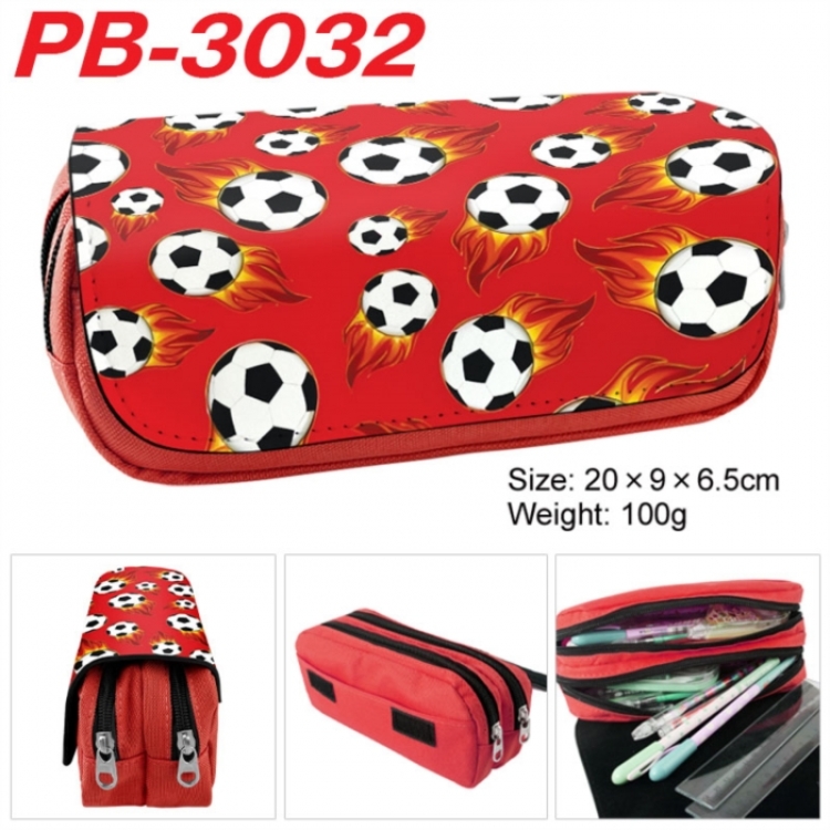 Football Anime double-layer pu leather printing pencil case 20x9x6.5cm