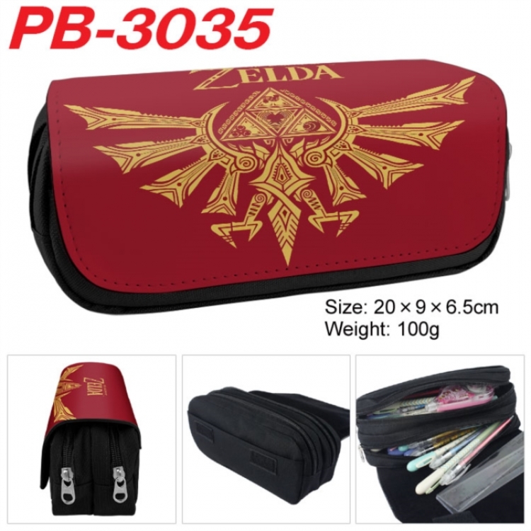 The Legend of Zelda Anime double-layer pu leather printing pencil case 20x9x6.5cm