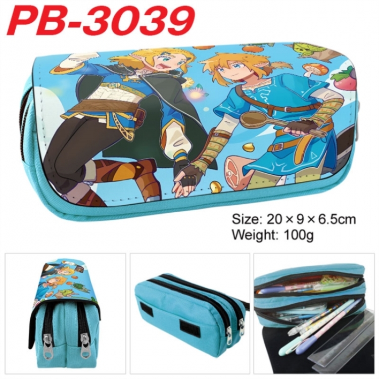 The Legend of Zelda Anime double-layer pu leather printing pencil case 20x9x6.5cm