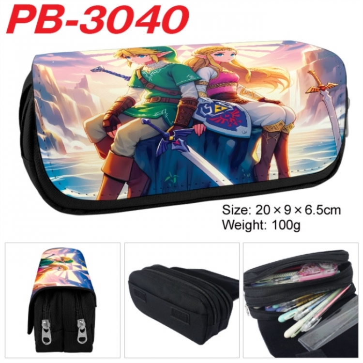 The Legend of Zelda Anime double-layer pu leather printing pencil case 20x9x6.5cm
