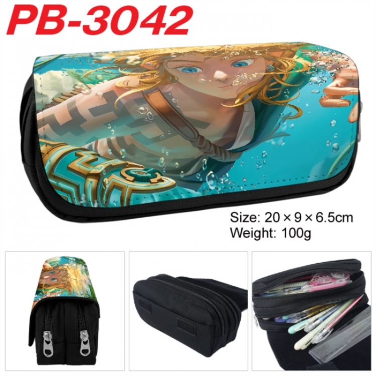 The Legend of Zelda Anime double-layer pu leather printing pencil case 20x9x6.5cm
