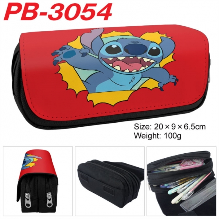 Lilo & Stitch Anime double-layer pu leather printing pencil case 20x9x6.5cm