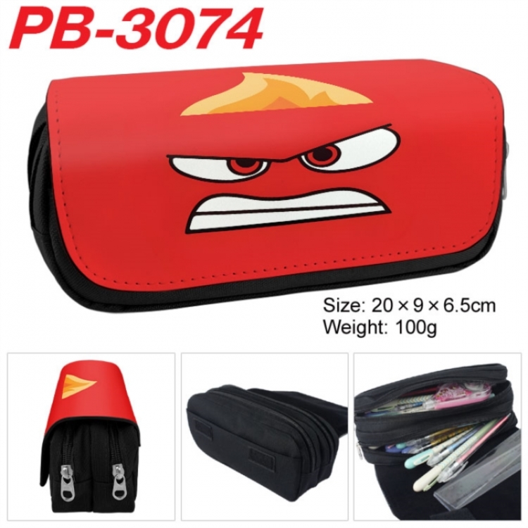 Inside Out Anime double-layer pu leather printing pencil case 20x9x6.5cm