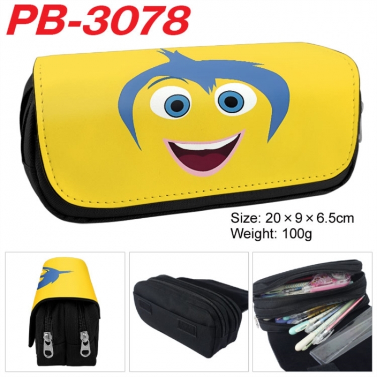 Inside Out Anime double-layer pu leather printing pencil case 20x9x6.5cm