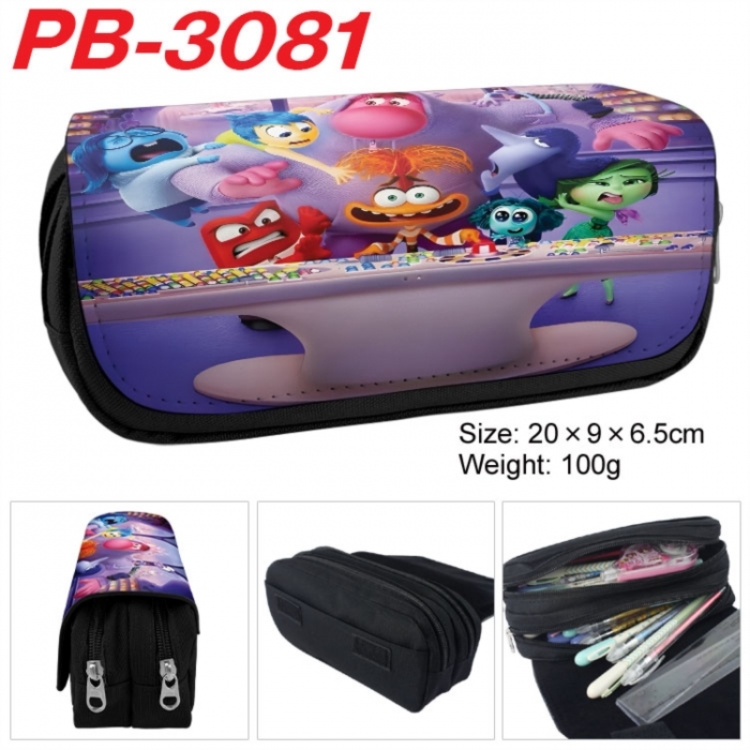 Inside Out Anime double-layer pu leather printing pencil case 20x9x6.5cm