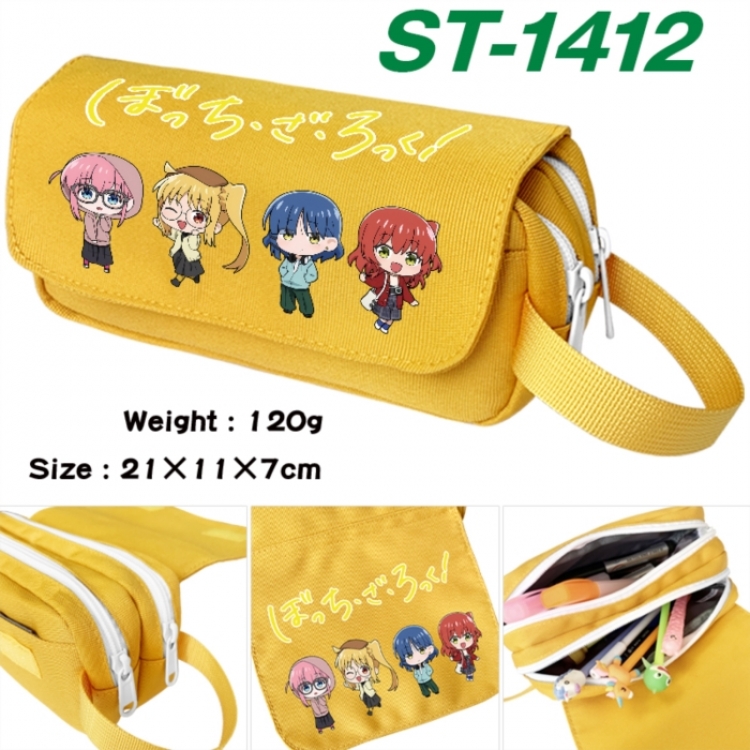 BOCCHI THE ROCK! Anime waterproof canvas portable double-layer pencil bag cosmetic bag 21x11x7cm