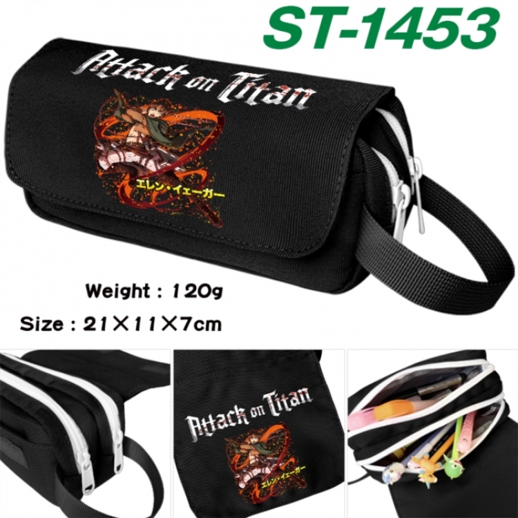 Shingeki no Kyojin Anime waterproof canvas portable double-layer pencil bag cosmetic bag 21x11x7cm