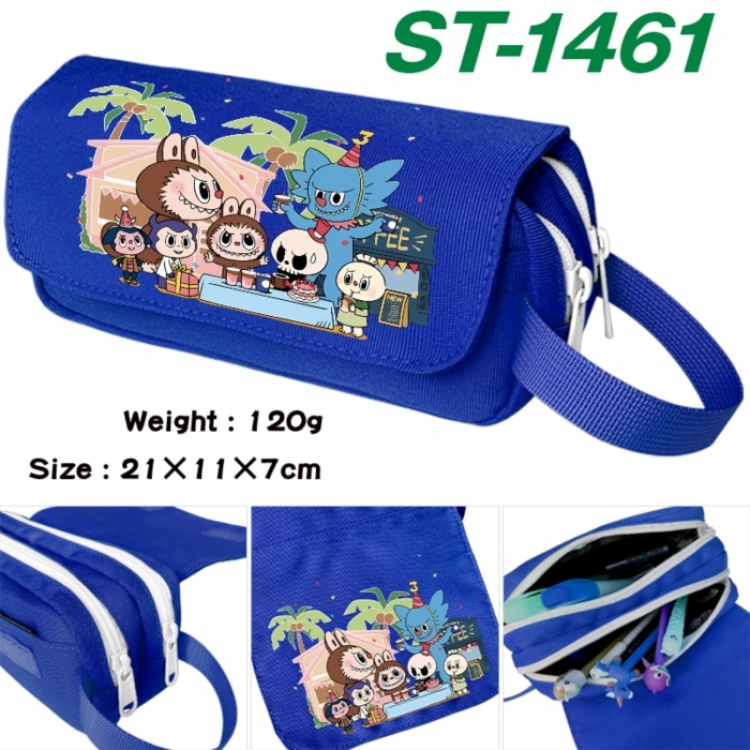 Labubu Anime waterproof canvas portable double-layer pencil bag cosmetic bag 21x11x7cm