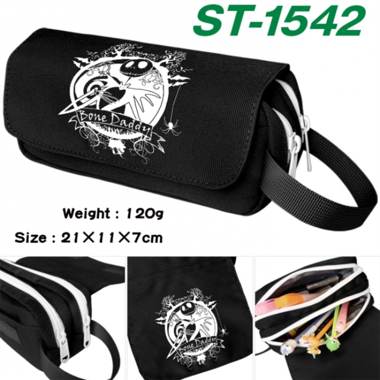 The Nightmare Before Christmas Anime waterproof canvas portable double-layer pencil bag cosmetic bag 21x11x7cm