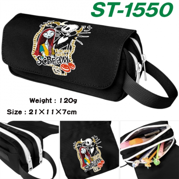 The Nightmare Before Christmas Anime waterproof canvas portable double-layer pencil bag cosmetic bag 21x11x7cm