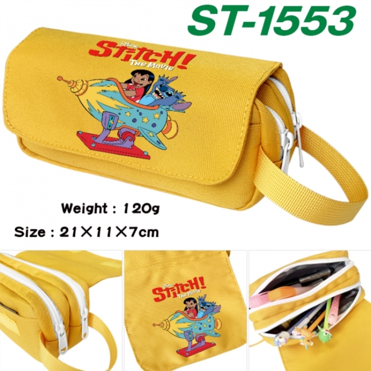 Lilo & Stitch Anime waterproof canvas portable double-layer pencil bag cosmetic bag 21x11x7cm