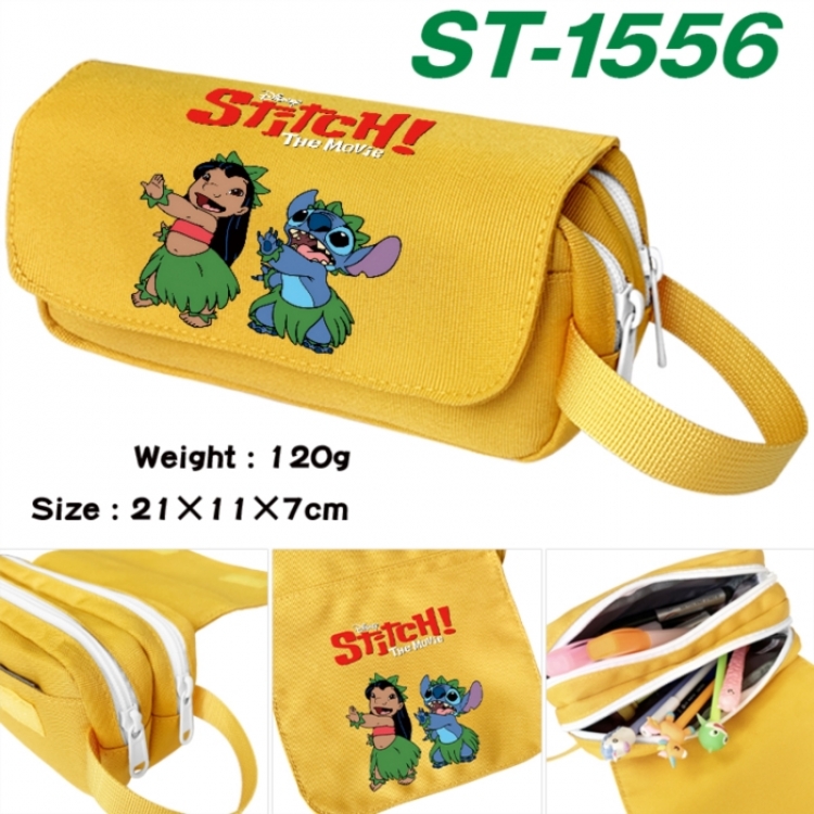 Lilo & Stitch Anime waterproof canvas portable double-layer pencil bag cosmetic bag 21x11x7cm