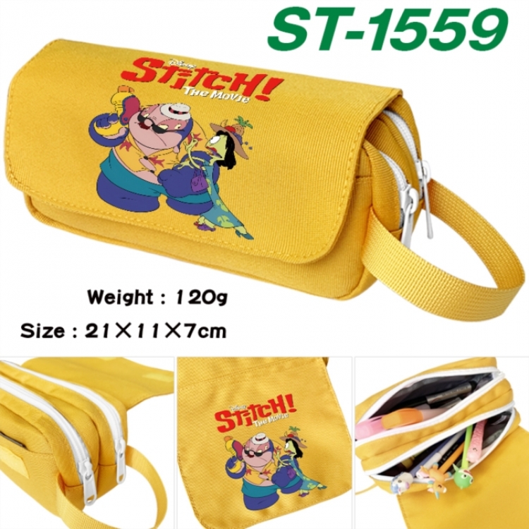 Lilo & Stitch Anime waterproof canvas portable double-layer pencil bag cosmetic bag 21x11x7cm