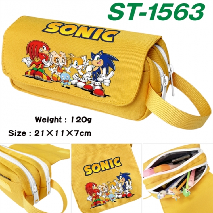 Sonic The Hedgehog Anime waterproof canvas portable double-layer pencil bag cosmetic bag 21x11x7cm