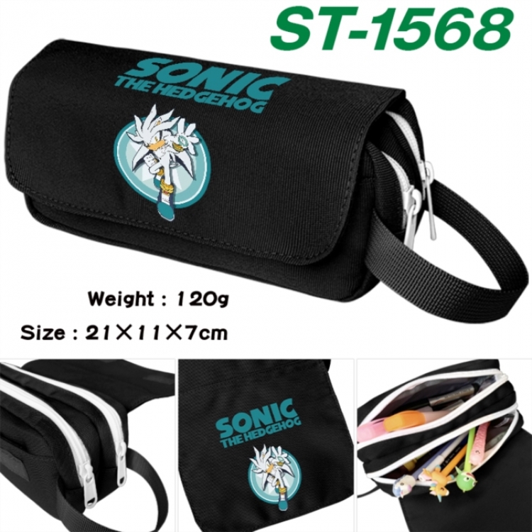 Sonic The Hedgehog Anime waterproof canvas portable double-layer pencil bag cosmetic bag 21x11x7cm