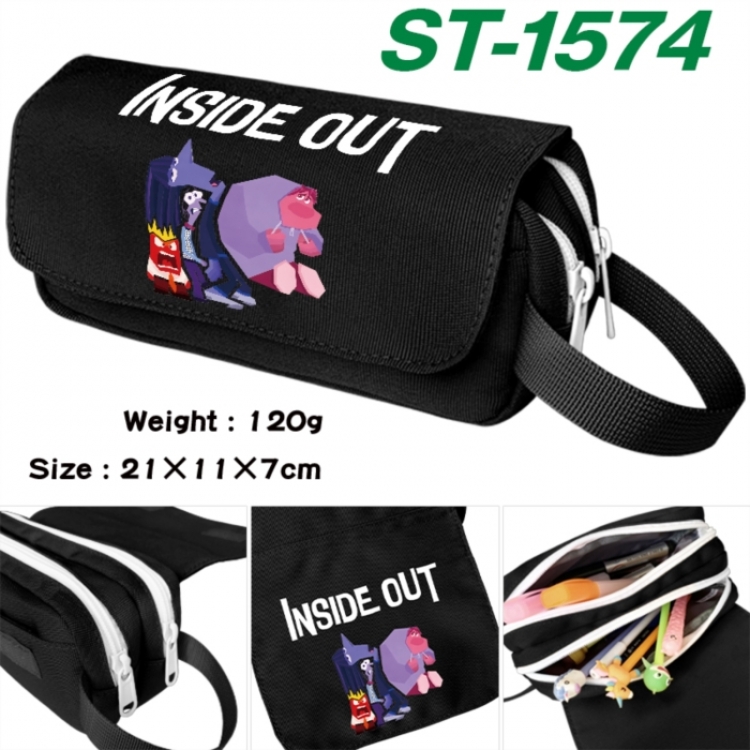 Inside Out Anime waterproof canvas portable double-layer pencil bag cosmetic bag 21x11x7cm