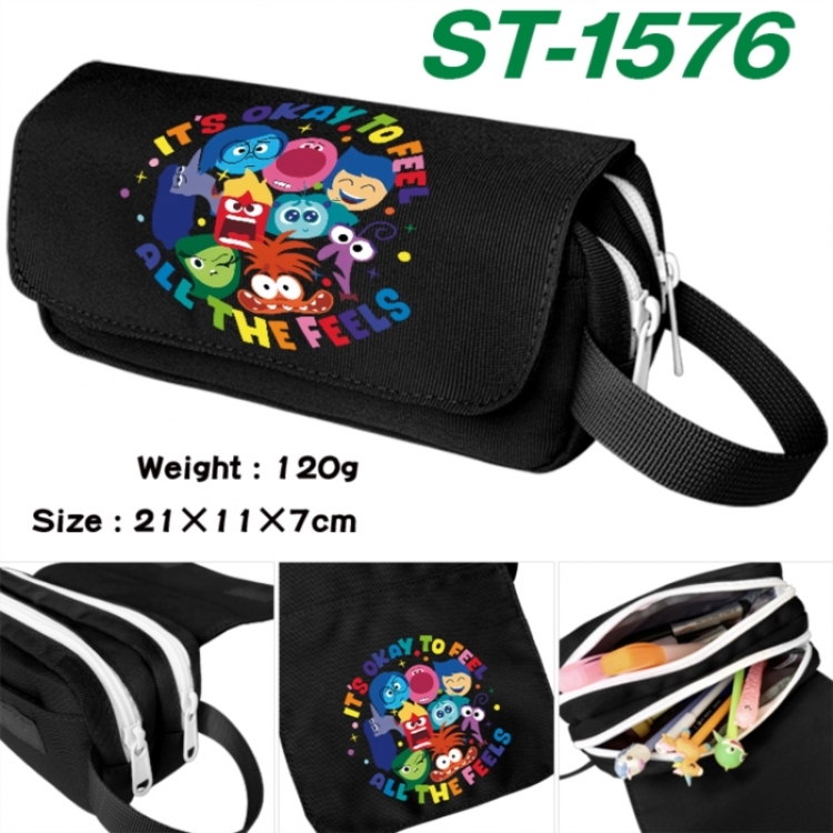 Inside Out Anime waterproof canvas portable double-layer pencil bag cosmetic bag 21x11x7cm