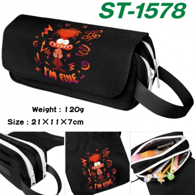 Inside Out Anime waterproof canvas portable double-layer pencil bag cosmetic bag 21x11x7cm