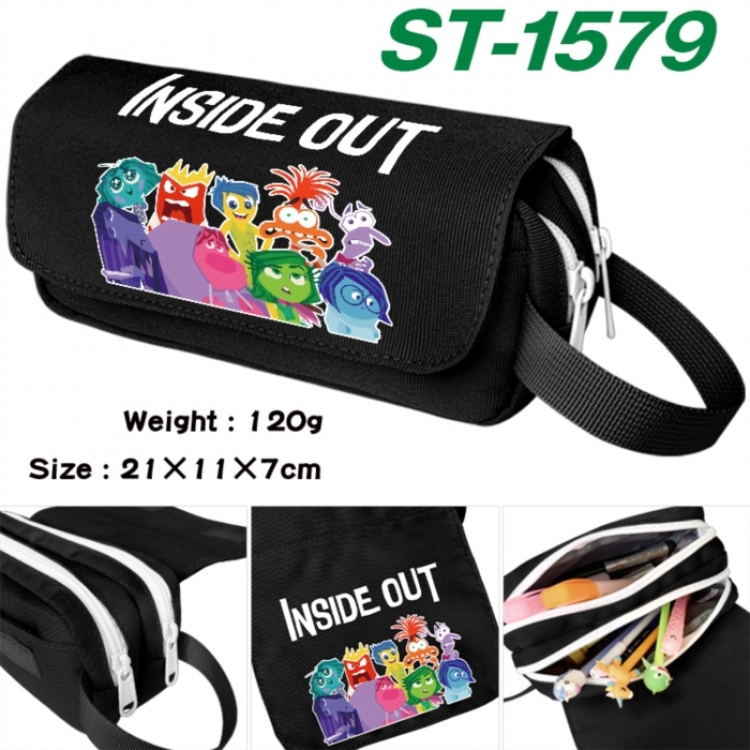 Inside Out Anime waterproof canvas portable double-layer pencil bag cosmetic bag 21x11x7cm
