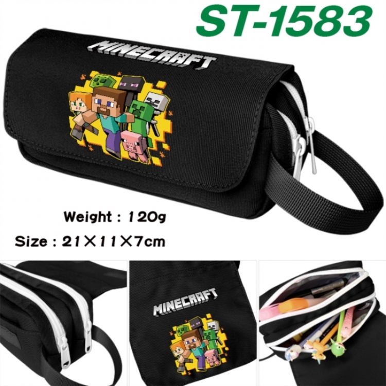 Minecraft Anime waterproof canvas portable double-layer pencil bag cosmetic bag 21x11x7cm