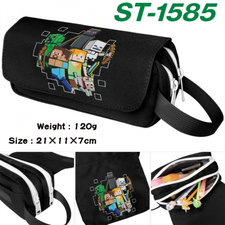 Minecraft Anime waterproof canvas portable double-layer pencil bag cosmetic bag 21x11x7cm