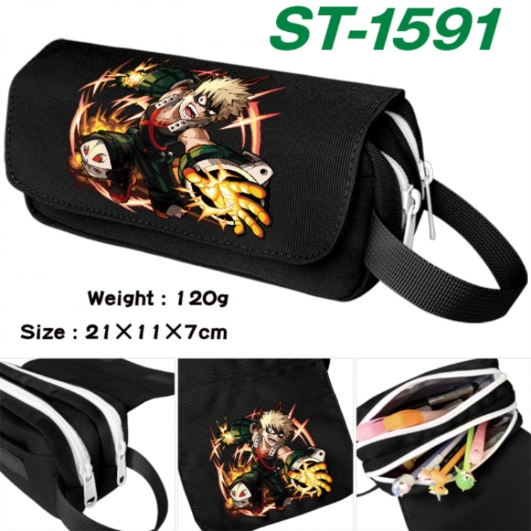 My Hero Academia Anime waterproof canvas portable double-layer pencil bag cosmetic bag 21x11x7cm