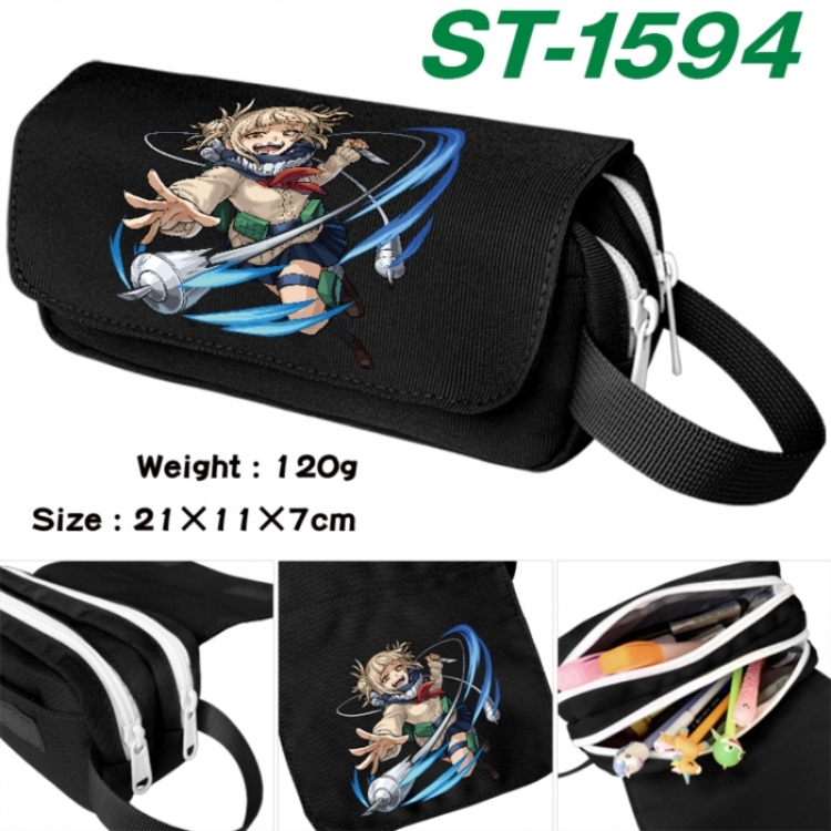 My Hero Academia Anime waterproof canvas portable double-layer pencil bag cosmetic bag 21x11x7cm