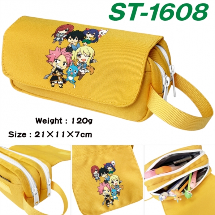 Fairy tail Anime waterproof canvas portable double-layer pencil bag cosmetic bag 21x11x7cm